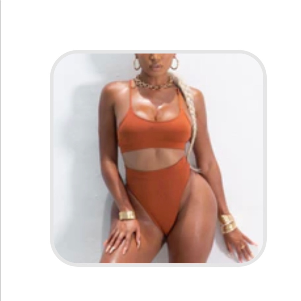Orion Ribbed Bikini - RUST**